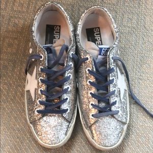 Golden Goose Deluxe Brand silver sparkle sneaker
